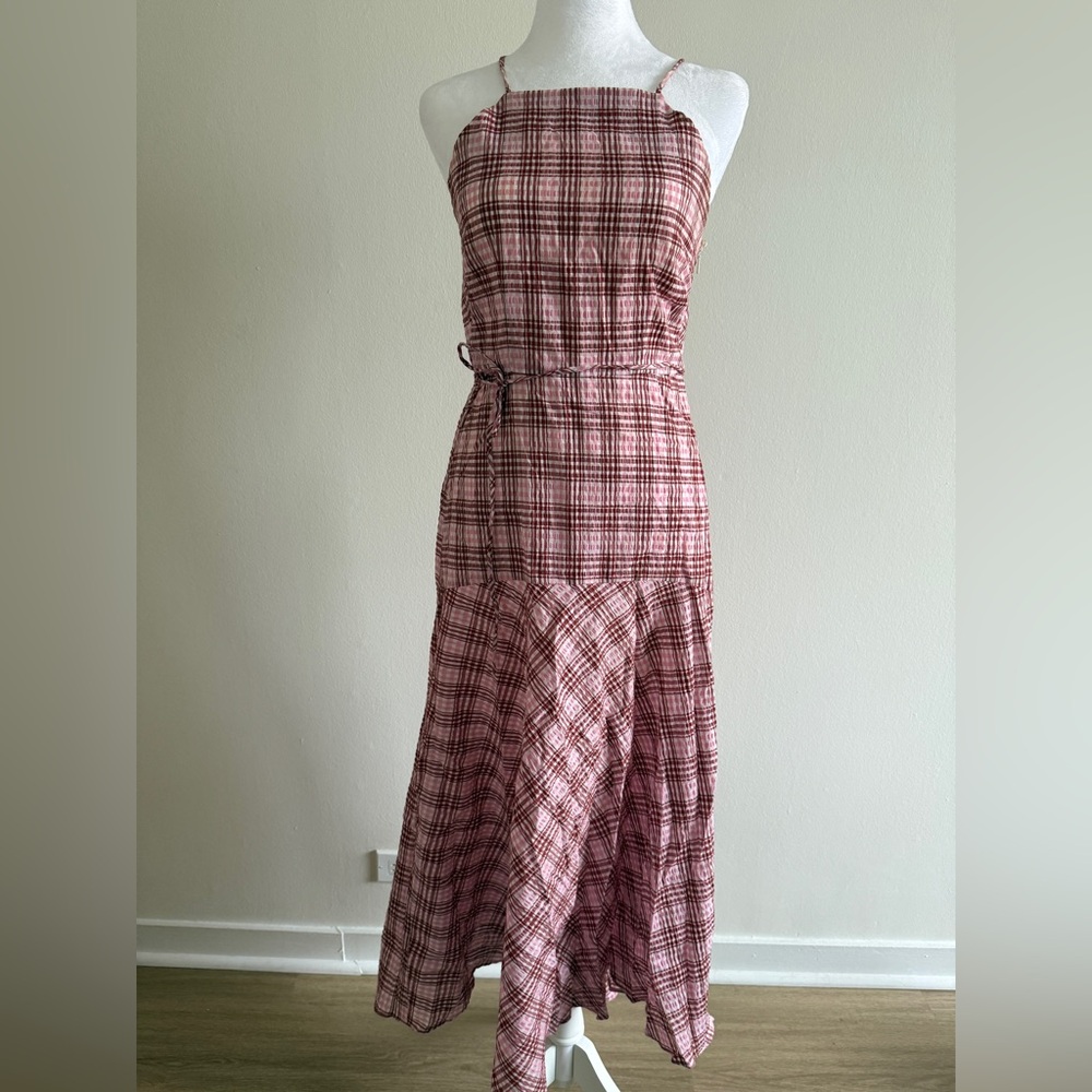 Whistles Plaid Sleeveless Dress - Pink